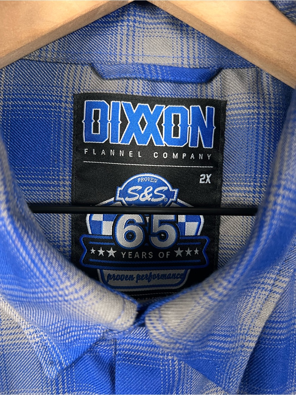 Dixxon Flannel S&S Cycle 65th Anniversary Men's 2X Blue Plaid Pearl Snap Shirt - Picture 6 of 9